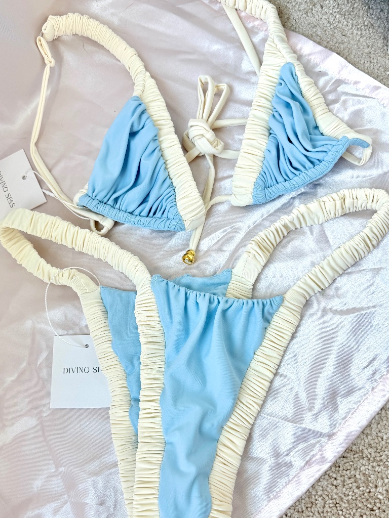 Divino Seas Ada Bikini Set Medium / Sky Blue And Ivory Apricot